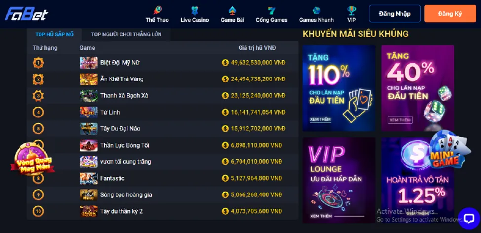 Cơ hội thắng jackpot lớn với 789cub app